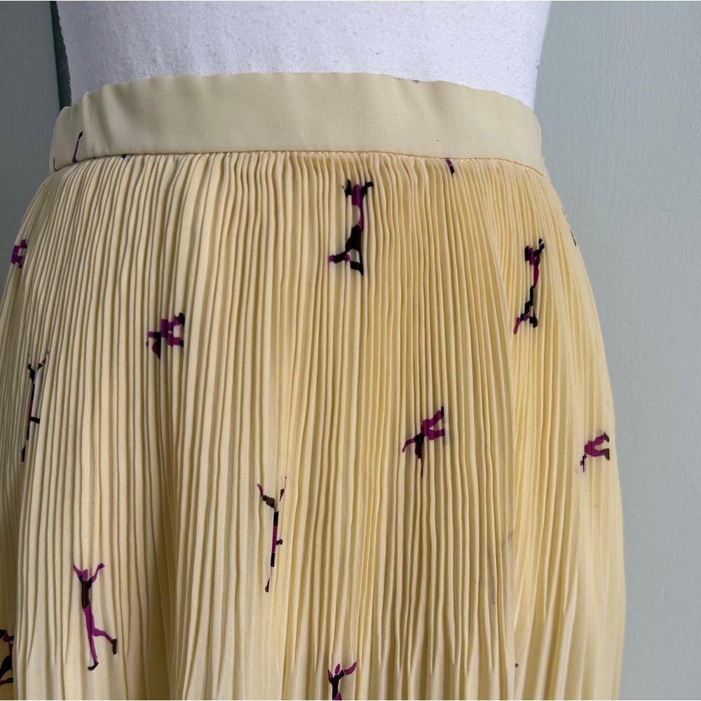 1970/80s Japanese Canary Yellow Ballet core Pleated Skirt with Acrobats Pattern - Picture 7 of 15